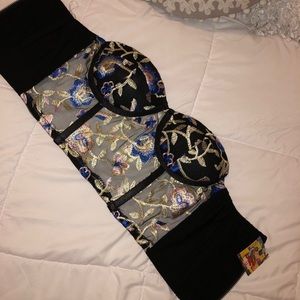 Black sheer corset crop top boutique